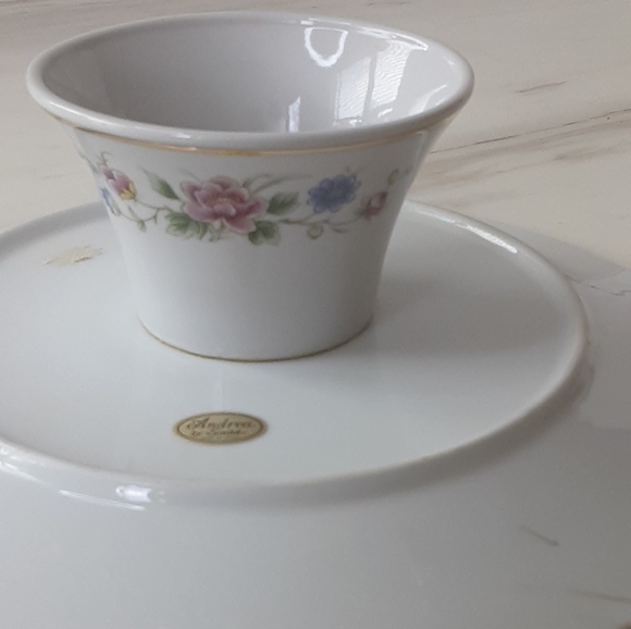 VTG ANDREA by SADEK Spring Nigh 2pc Pedestal Cake Plate and Server - Picture 7 of 10